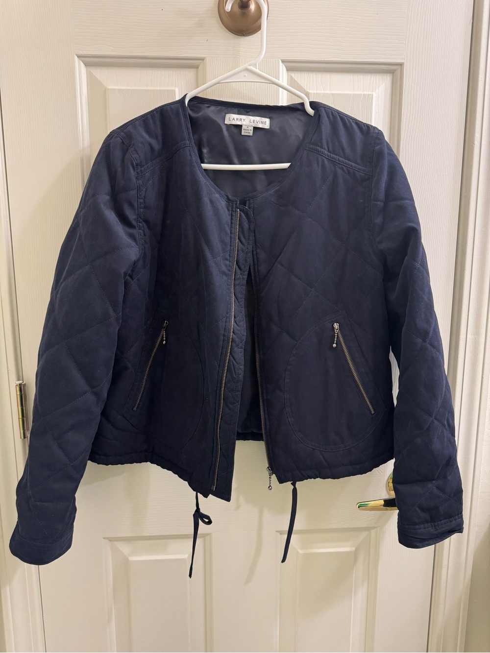 Larry Levine Women's Navy Quilted Zip Jacket